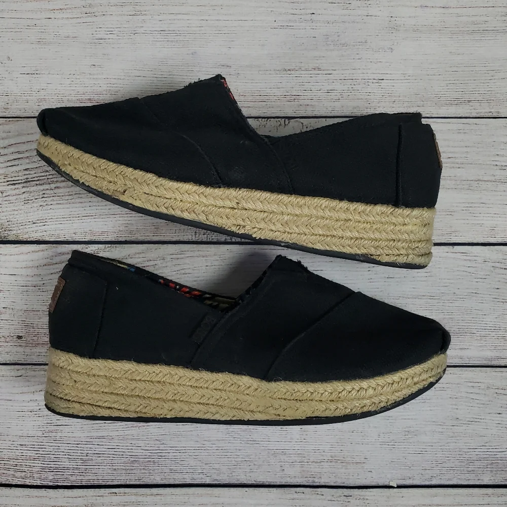 Bobs from skechers espadrille shoes black, 7.5